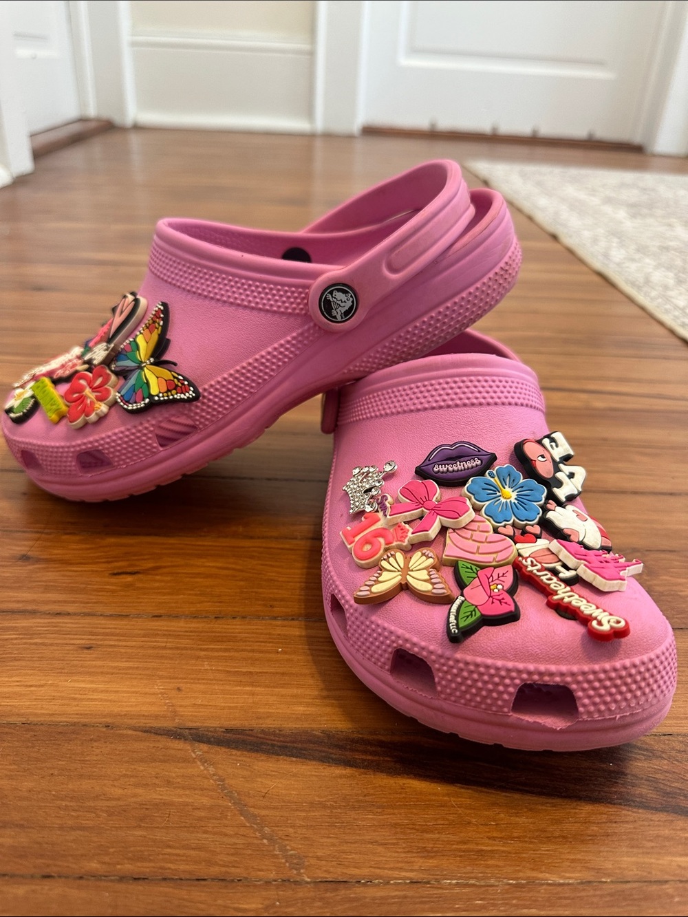 CROCS Pink Classic Clog with Decorative Jibbitz Charms